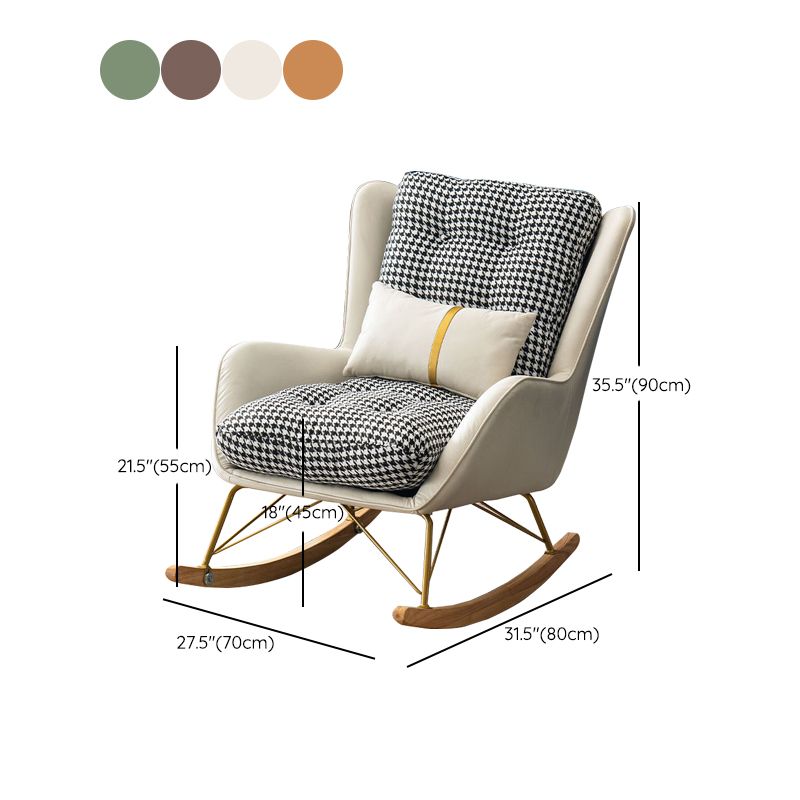 Modern Rocker Chair Metal Frame Dirt Resistant Wingback Upholstered Rocker Chair