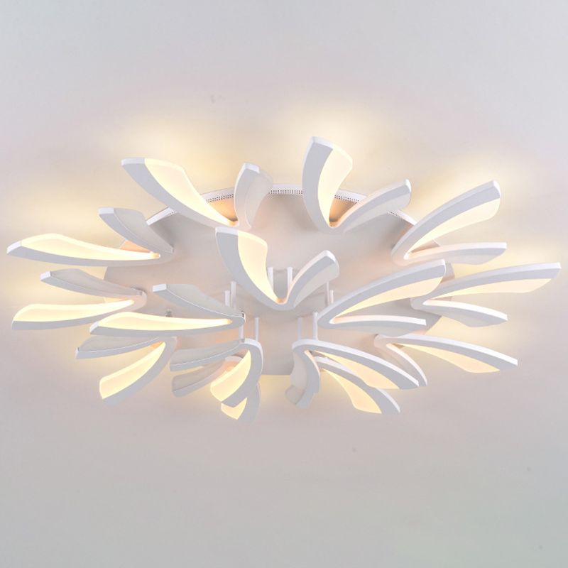 Lámpara de techo nórdica en forma de V, lámpara de techo LED de acrílico para sala de estar, montaje empotrado, en blanco
