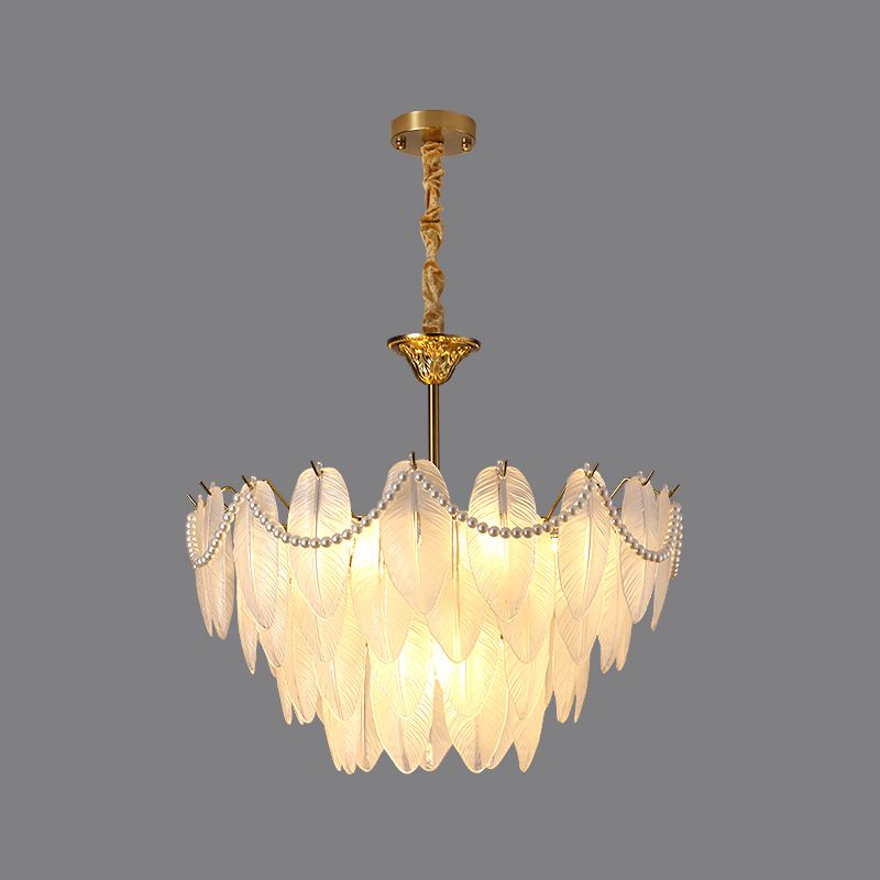 Gold Metal Chandelier Light Fixtures American Style Multi-Head Suspension Lamps for Living Room