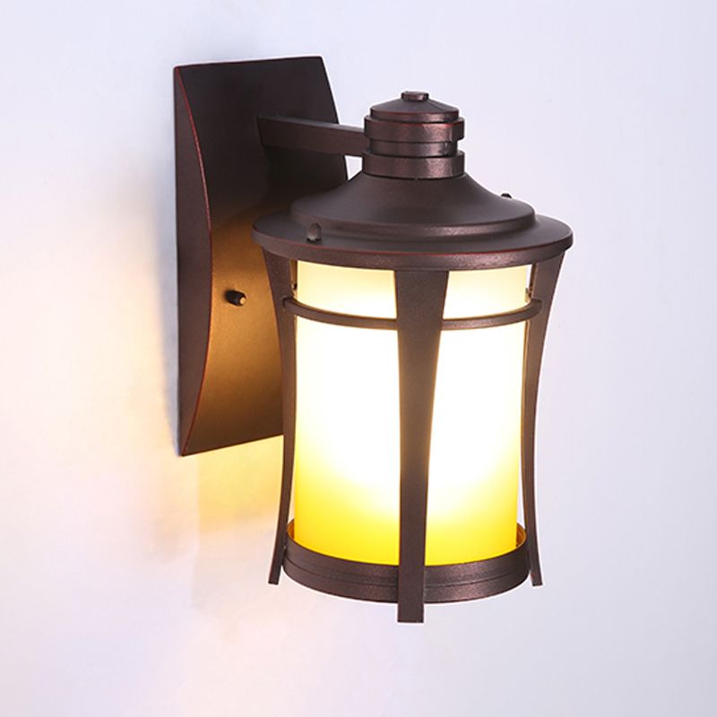 Half Cylinder Shape Glass Wall Lighting Industrial 1 Light Wall Mounted Light in Brown