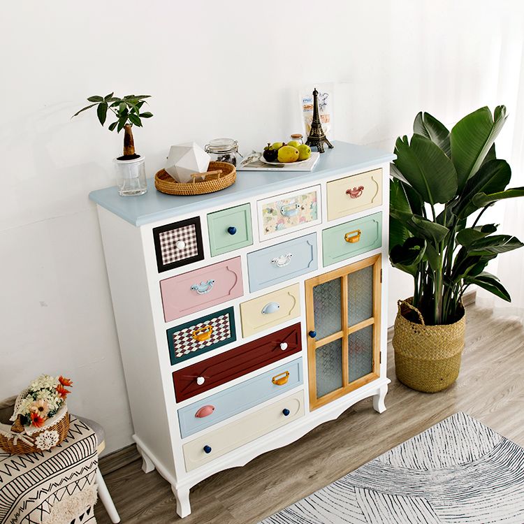 Coastal Storage Chest Dresser Manufactured Wood Dresser with Drawers and Doors