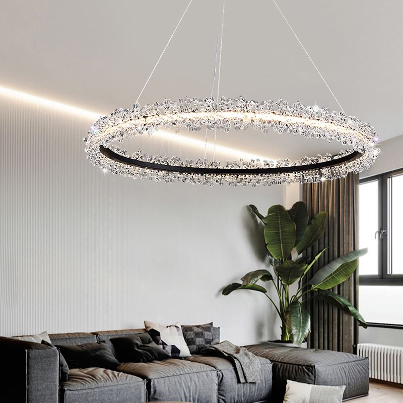 1 Light Linear Pendant Lights Modern Crystal Pendant Lighting Fixture for Living Room