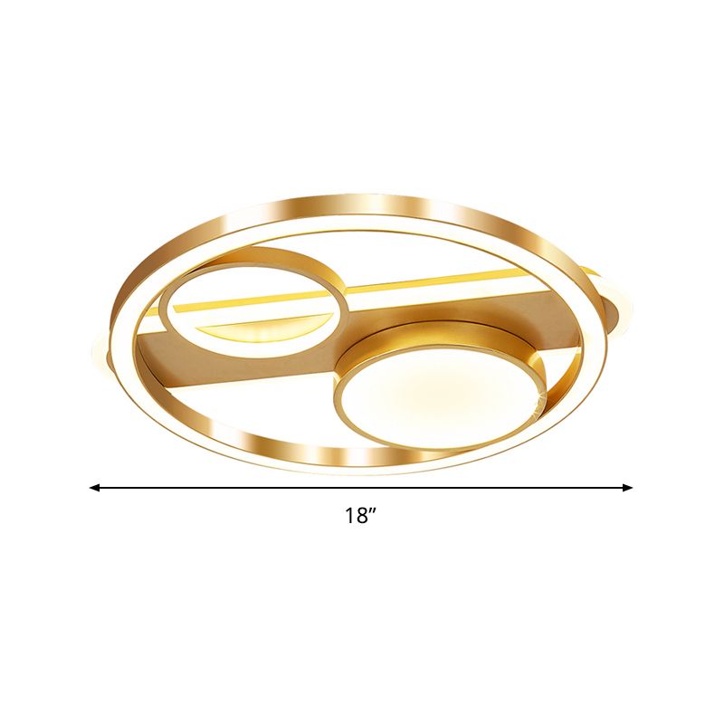 18"/23.5" W Gold Round Ceiling Light Nordic LED Acrylic Flush Mount Lamp in Warm/White Light for Living Room