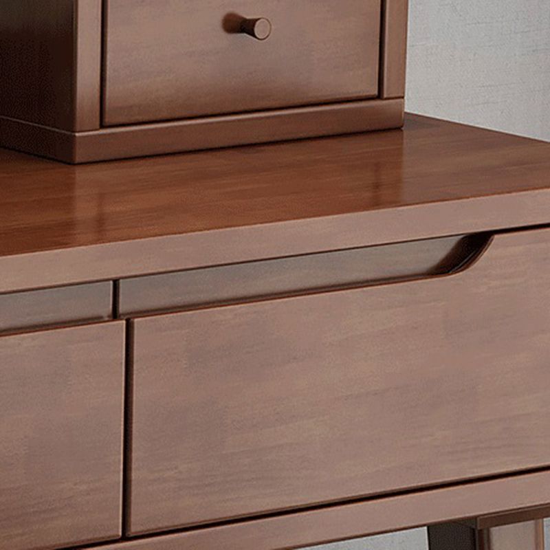 Mirrored Wood Makeup Dressing Table Stool Set with 4 Drawers