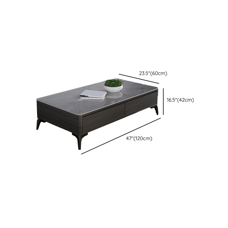 16"H Contemporary Cocktail Table Storage Rectangle Coffee Table