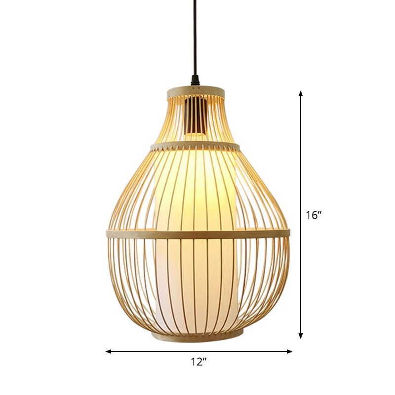 Traan bamboe down verlichting hanger eigentijds 1-head beige plafond hang licht voor eetkamer