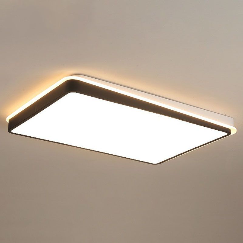 Quadrilateral Metal Flush Mount Lighting Minimalist Black and White LED Flush Mount Fixture