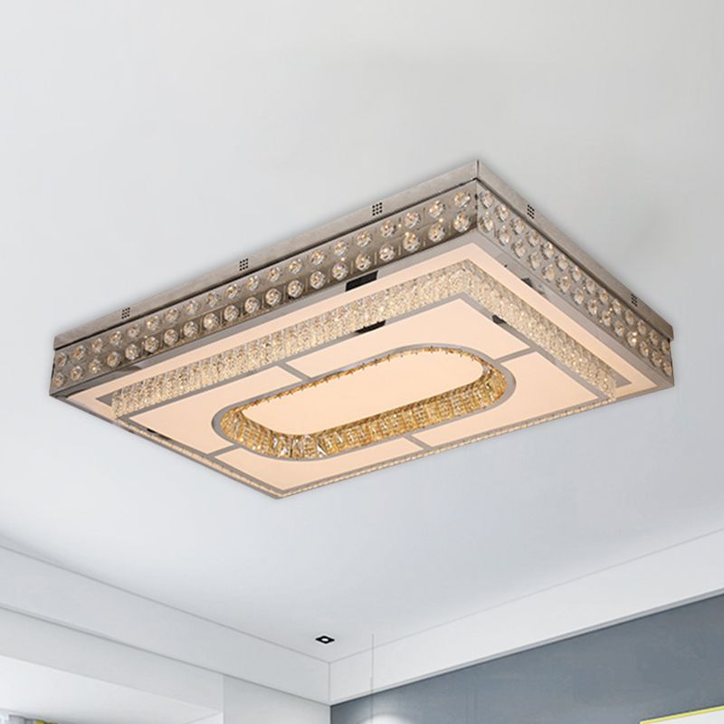 Rettangolo Parlor Massimale Light Fixture Modern Crystal Chrome Finish LED Flush Mount con Cutouts Design