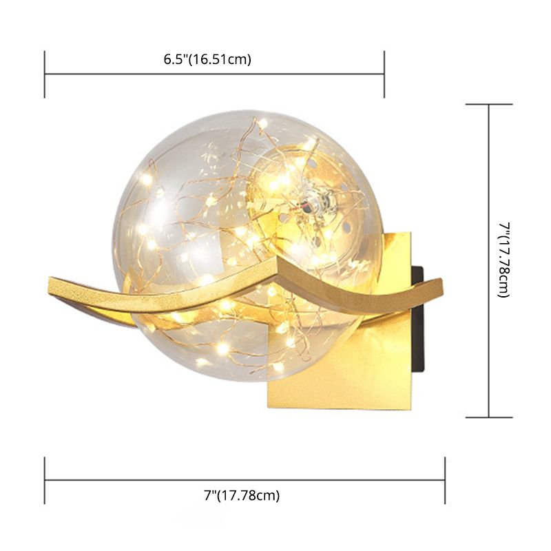 Modern Minimalist Style Wall Lamp Creative Round Glass Bedside Wall Lamp