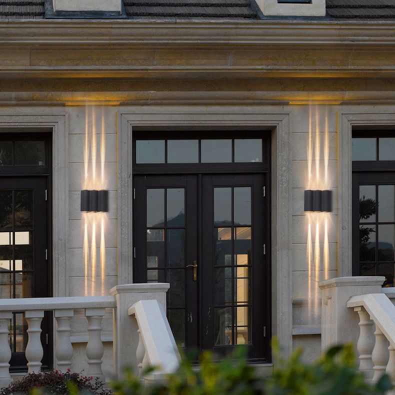 Black Rectangular LED Outdoor Wall Lamp in Modern Creative Style Aluminium Waterproof Wall Light