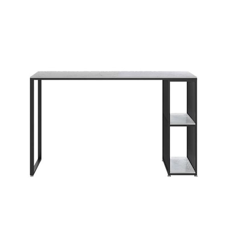 Glam Faux Marble Bistro Bar Table Rectangle Metal Base Bar Table with Storage