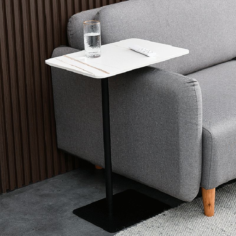 Modern Sintered Stone Top End Table 11" Wide Pedestal End Table