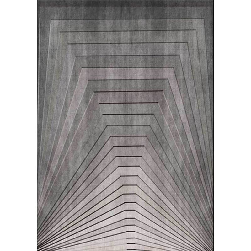Unique Striped Pattern Rug Grey Simple Rug Polyester Washable Anti-Slip Backing Area Rug for Living Room
