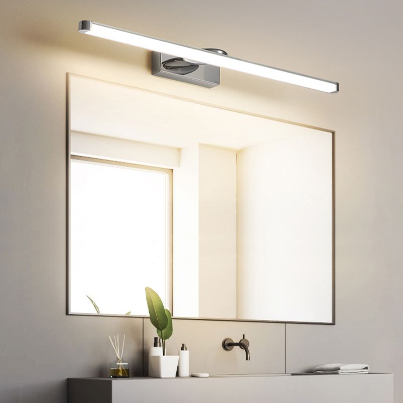 Modern Vanity Lighting Metal Wall Light Fixture in Silver for Bathroom