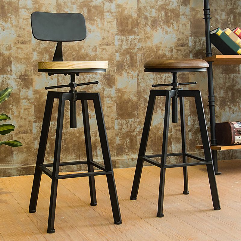 Industrial Armless Elevatable Counter Stool Iron Cafe Bar Stool with Metal Legs