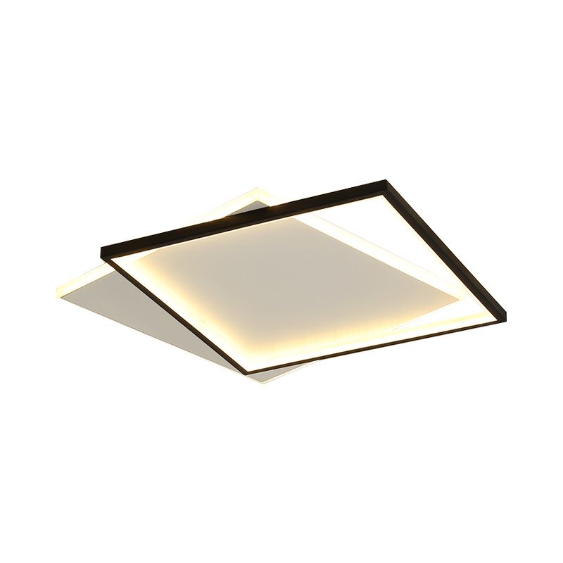 Iluminación de techo LED negra acrílica Simplicity de montaje empotrado doble redondo/cuadrado/rectangular en luz cálida/blanca