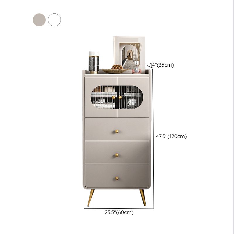 Glam Stone Storage Chest Bedroom Vertical Chest with Metal Legs