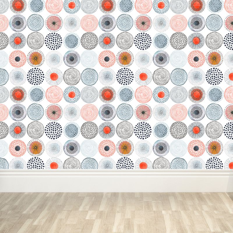 Large Floral Circles Wallpaper Mural Water Resistant Modern Style Bedroom Wall Decor