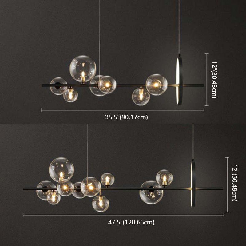 Spherical Hanging Island Lights Ultra-Contemporary Clear Glass Chandelier Lighting Fixtures for Restaurant