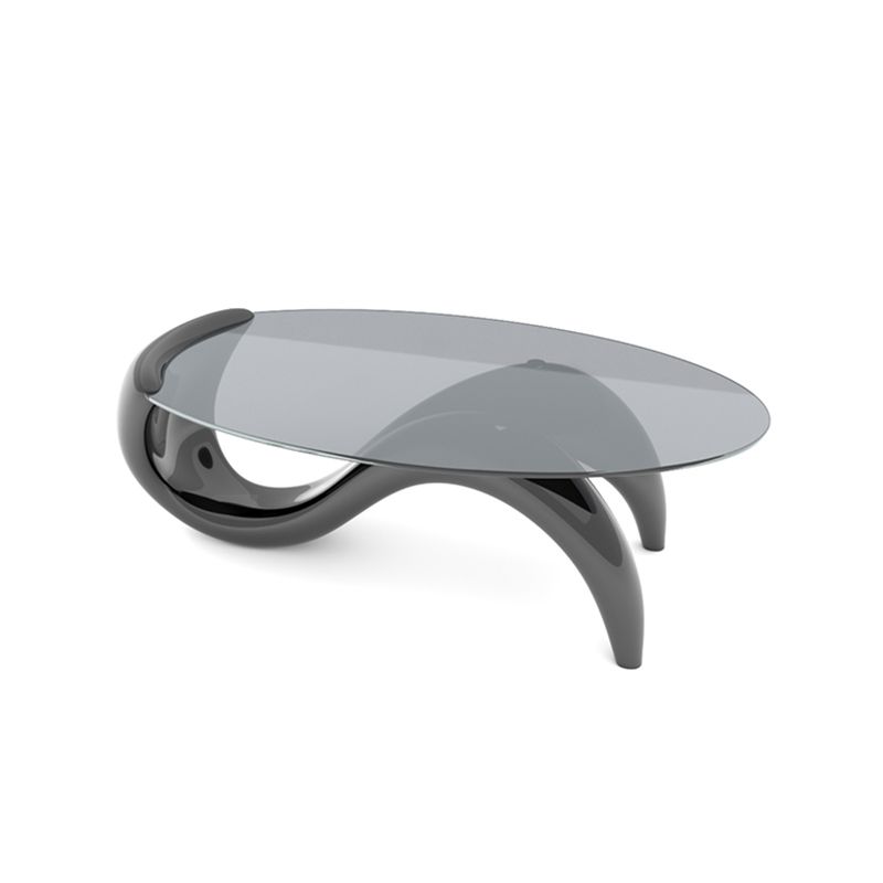 15.7"H Abstract Base Transparent Glass Round Table Top Coffee Table