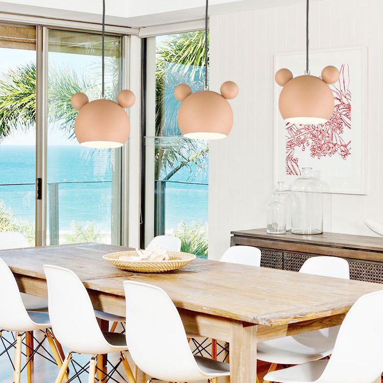 7" H Macaroon Style Cartoon Mini Hanging Lamp Nordic Style Solid Wood Simplicity Pendant Light