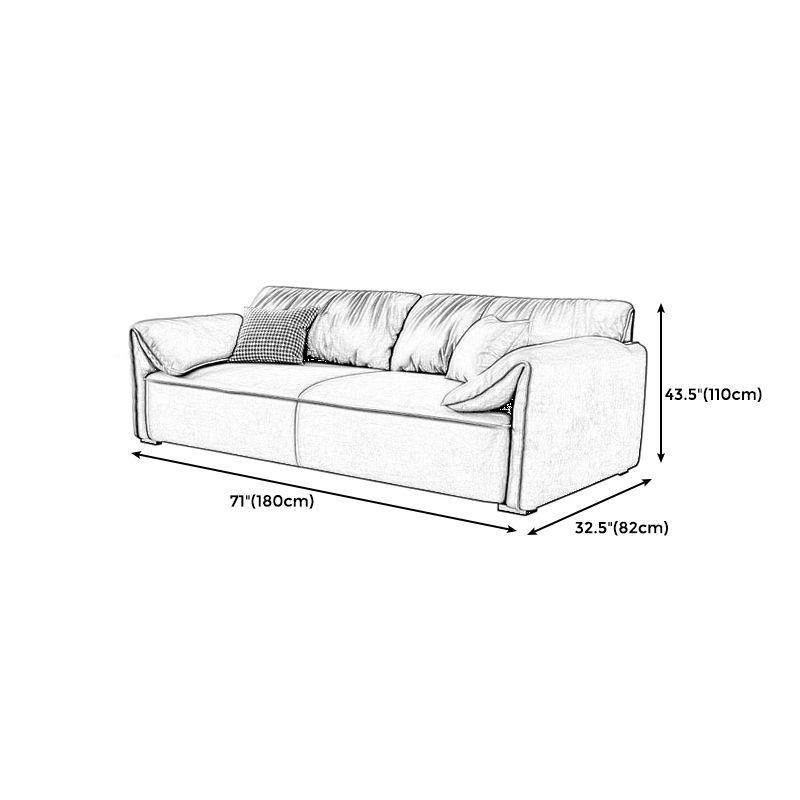Rectangular Sofa with Pillow Back, Sponge Seat, Padded Pine Chair Legs Gray Frosted Cloth