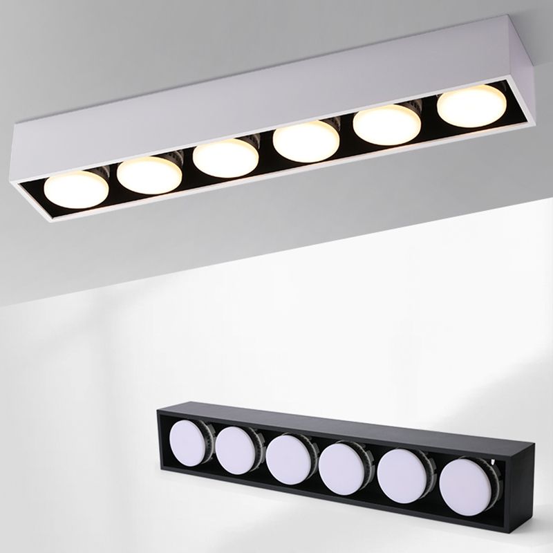 Plafonnier LED de forme rectangulaire, Style Simple et moderne en aluminium, 6 lumières encastrées pour le salon