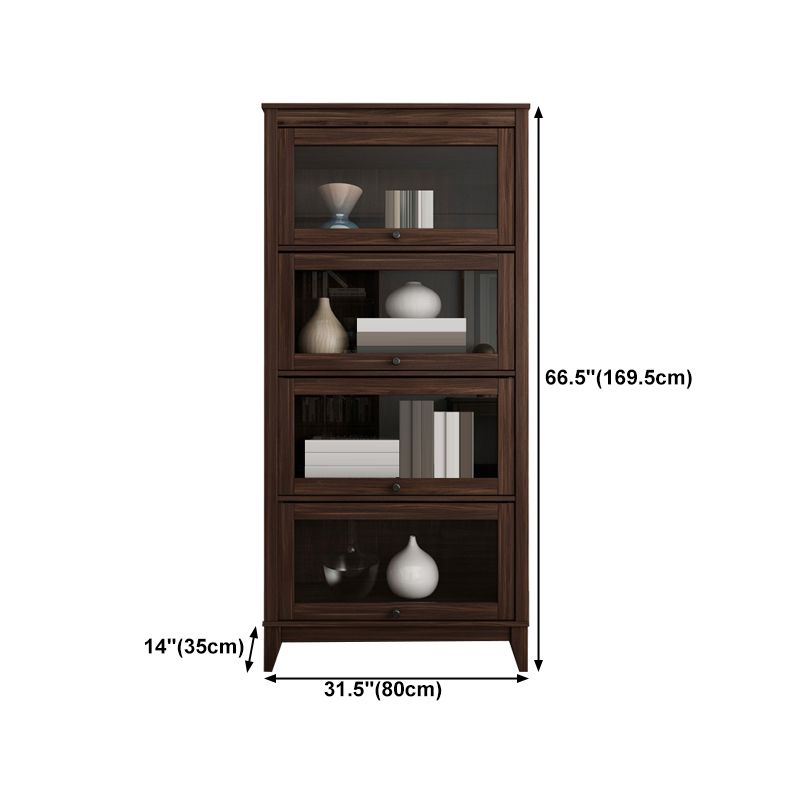 Espresso Shelf Bookcase Modern & Contemporary Bookshelf with Doors for Study Room