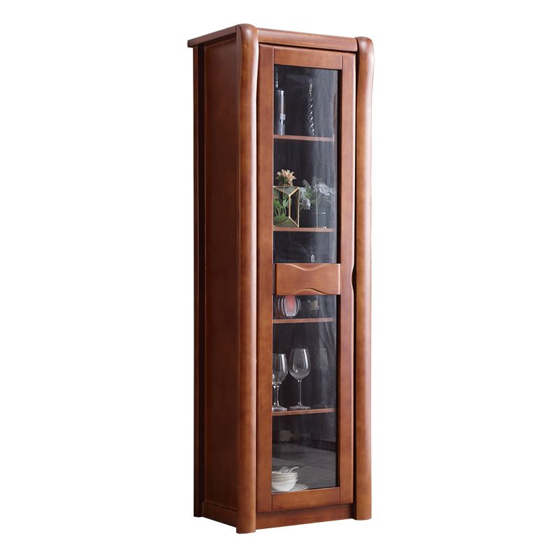 Contemporary Glass Paned Cabinet in Rubberwood 1/2-Door Solid Wood Storage Cabinet