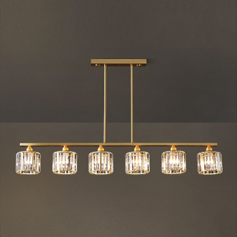 Contemporary Style Cylinder Shape Island Lights Crystal Island Lighting