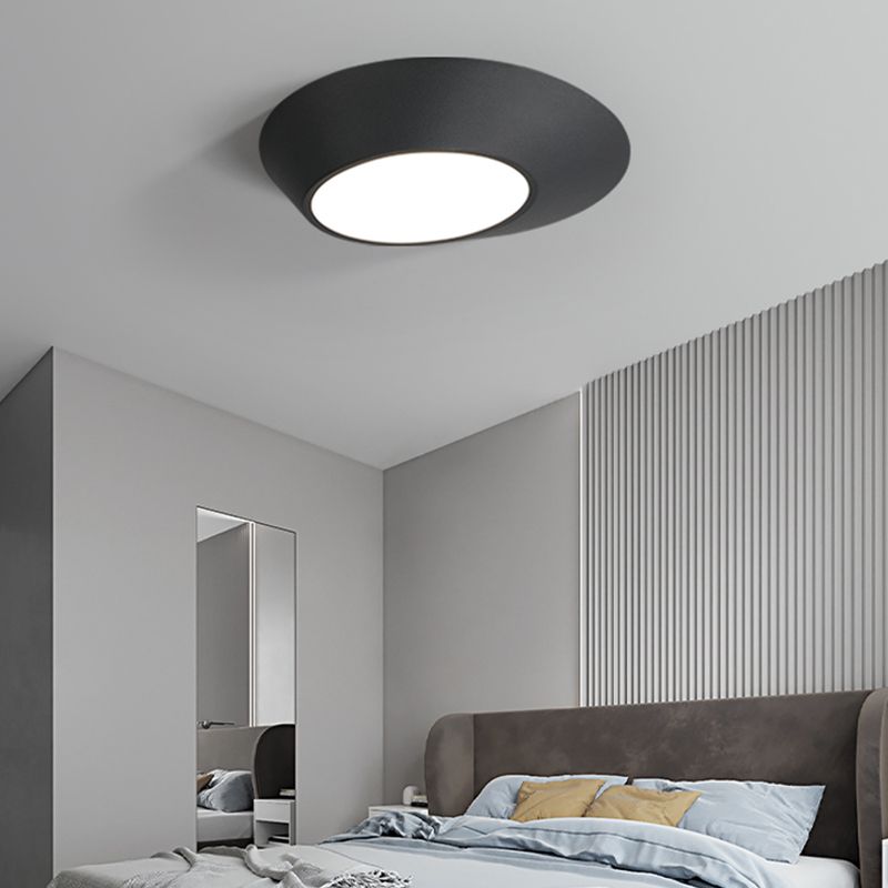 Modern Creative LED Ceiling Light Lacquered Aluminium Geometric Flush Mount with Acrylic Shade