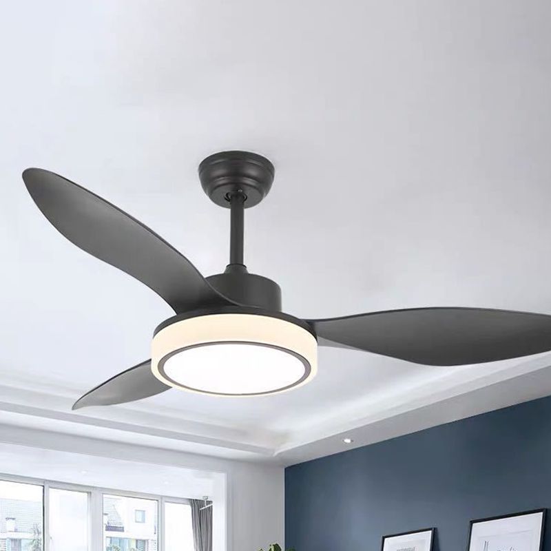 Cercle rustique semi-luminaire à luntin 48 "LED de large LED Metallique suspendu la lampe à fans en noir / gris, 3 lames