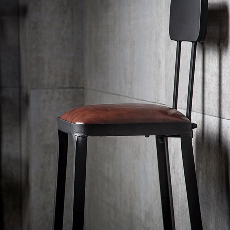 Faux Leather Dining Stools Upholstered Bar Stools with Footrest