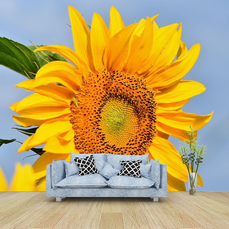 Yellow Sunflower Contemporary Mural Wallpaper for Home Decoration, Waterproofing