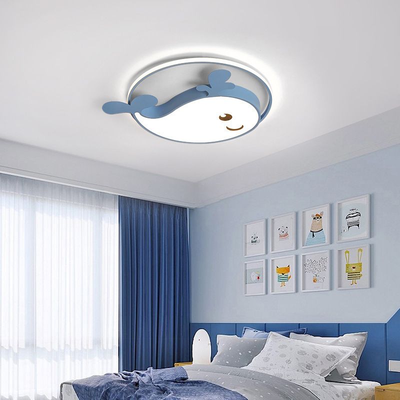 Cute Cartoon Whale Acrylic LED Ceiling Light Eye Protection Kindergarten Lighting Fixture for Girls Boys Room