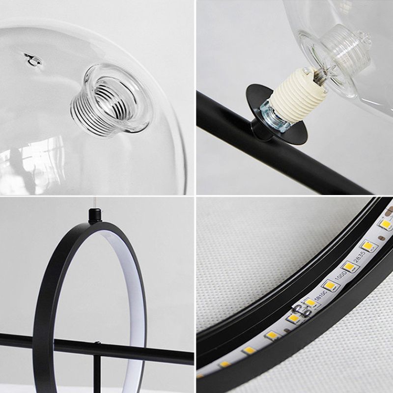 Luces de lámparas de la isla contemporánea Sphere Glass Island Lights en negro