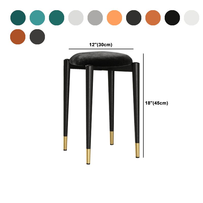 Modern Tear Resistant Pouf Circle Shape Dark Green Velvet Ottoman