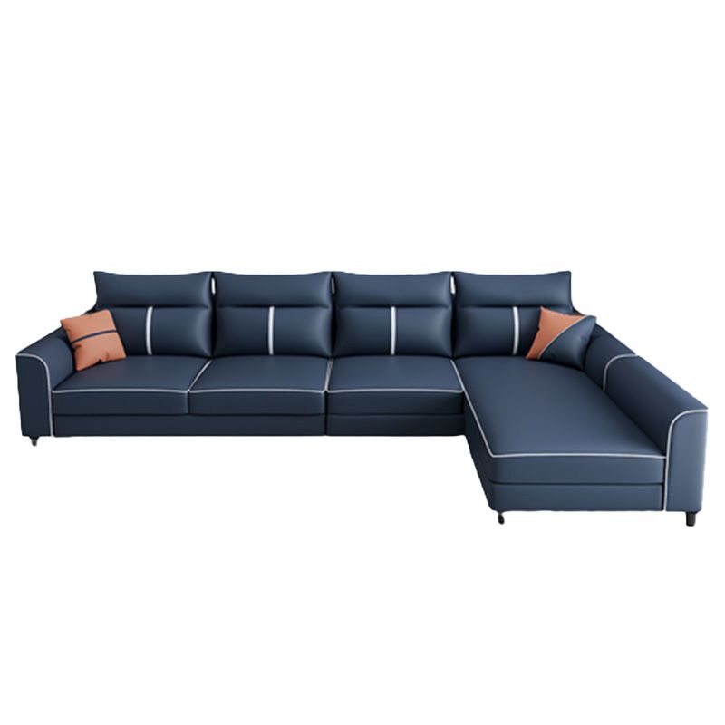 Faux Leather Sectional Sofa ,37.4" Tall Square Arm Sectional Sofa