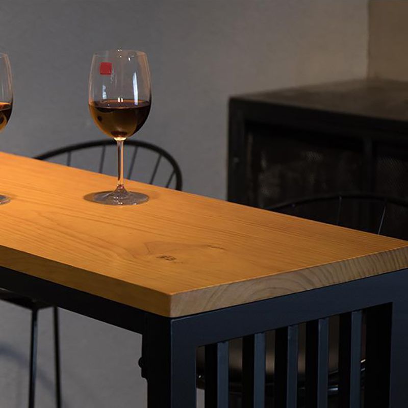 Industrial Bar Table Rectangle Solid Wood Bar Height Pub Table for Outdoor