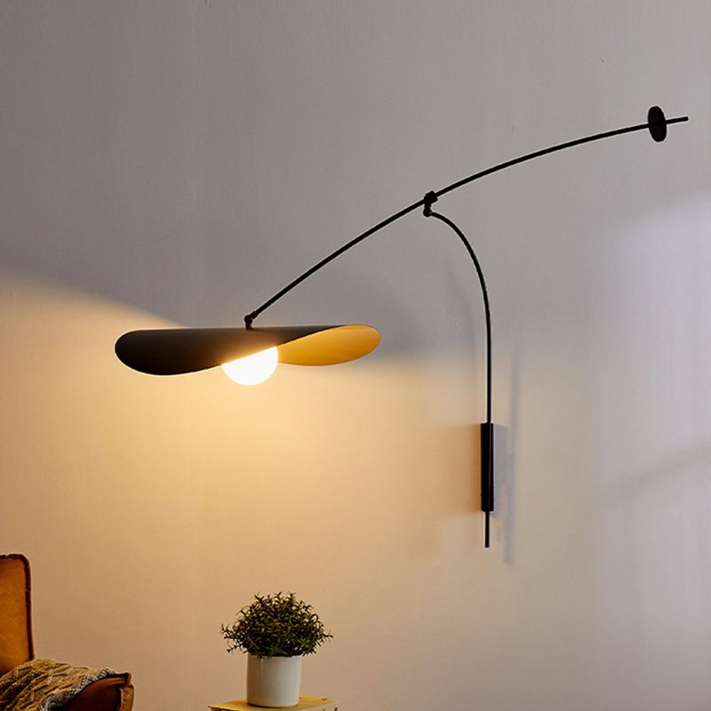 Nordic Style Metal Wall Sconce Adjustable Hat Shape Wall Light for Living Room