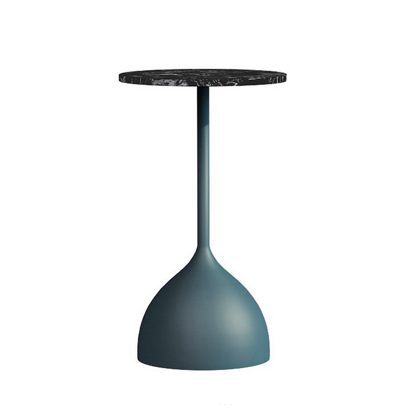 Modernistic Pedestal End Table Round End Table with Slate Top
