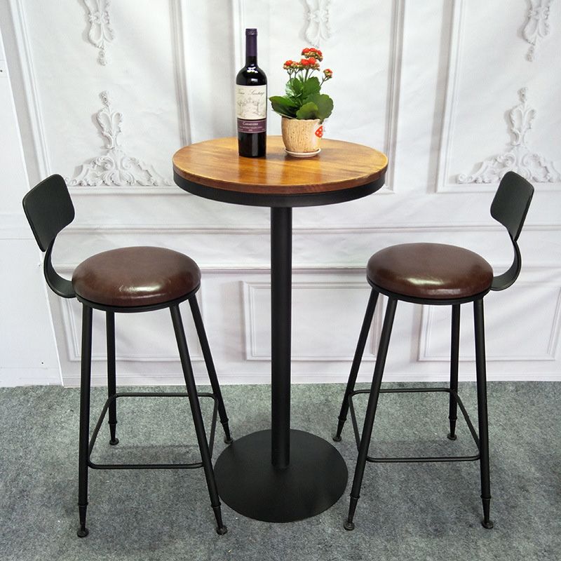 Industrial Style Solid Wood Bar Table Set 1/2/3/4 Pieces Counter Table with High Stools