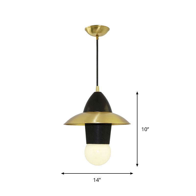 Robe épineuse suspendue pendante tissu du milieu du siècle 1-Light Room de salon plafond en noir et or