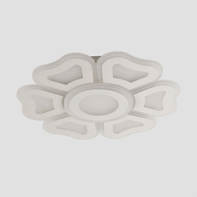 Flower Bedroom Ceiling Mounted Light Acrylic Modern LED Flush Light Fixture in White Light