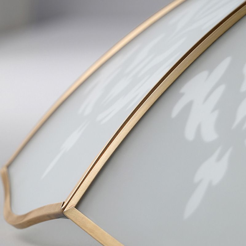 Farmhouse Bowl Semi Flush Mount Light Frosted Glass Ceiling Lighting in Brass with Orb Crystal Accent