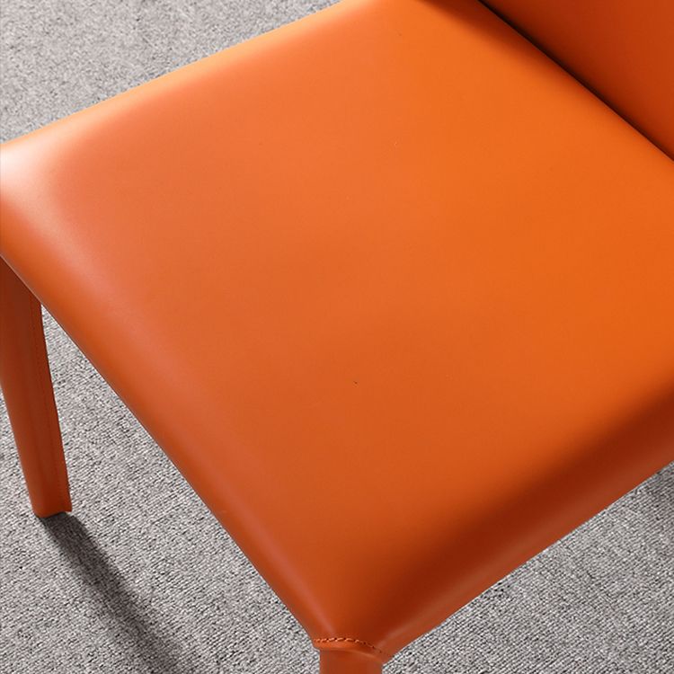 Contemporary Saddle Leather Restaurant Side Chair Matte Finish Wingback Dining Chair (Set of 2)