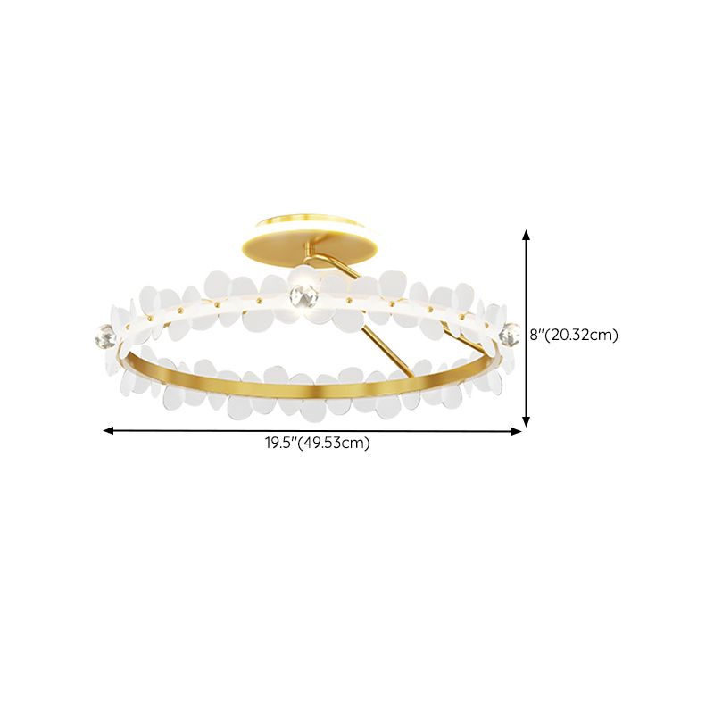 Modern Crystal Flush Mount Circle Shape Ceiling Light with Plastic Shade for Living Room