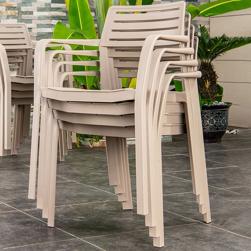Metal Dining Side Chair Stacking Outdoor Bistro Chairs with Arm