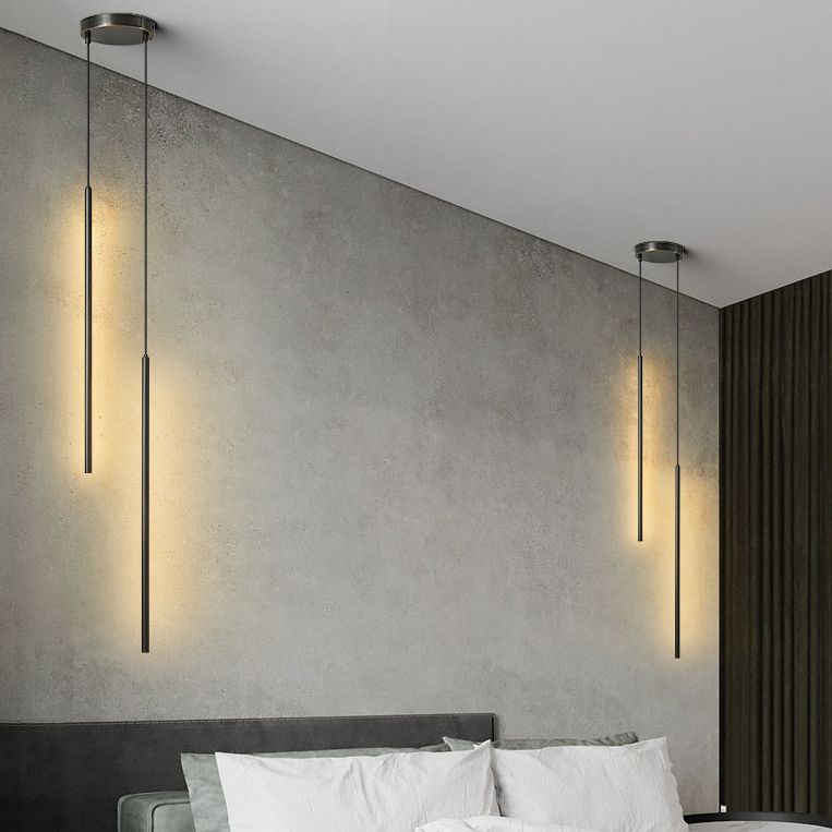 Cylinder Shape Pendants Lights Style Contemporary Metal Lampes suspendues en métal