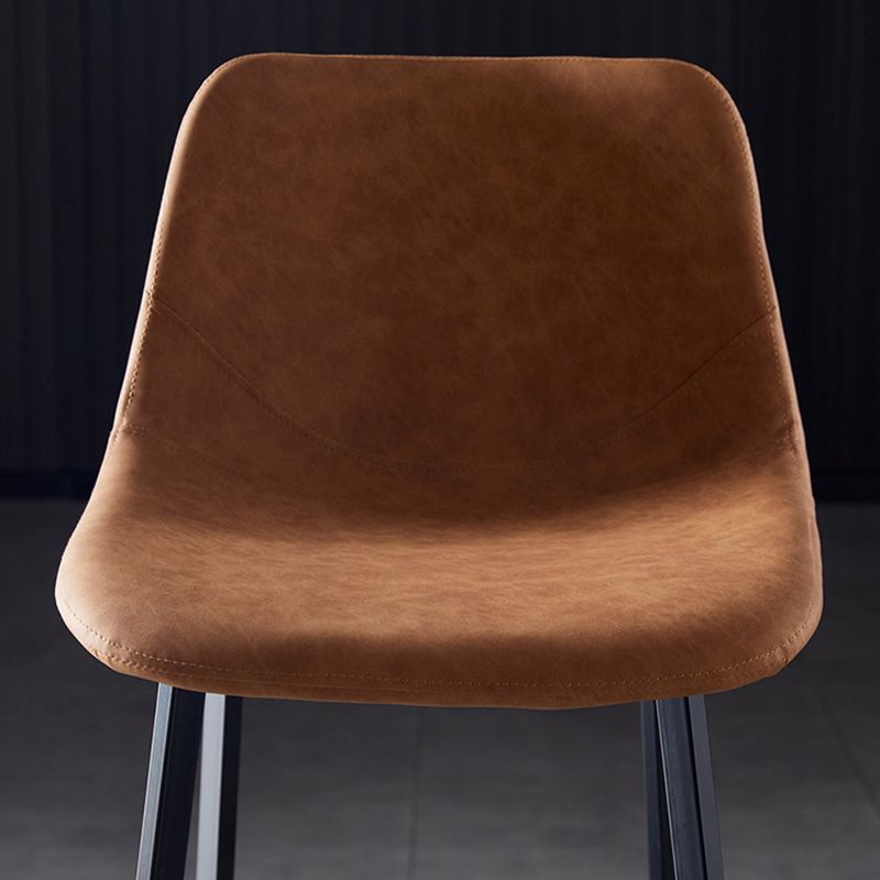 Modern Armless Backrest Counter Stool Iron Household Bar Stool with Leather Cushion